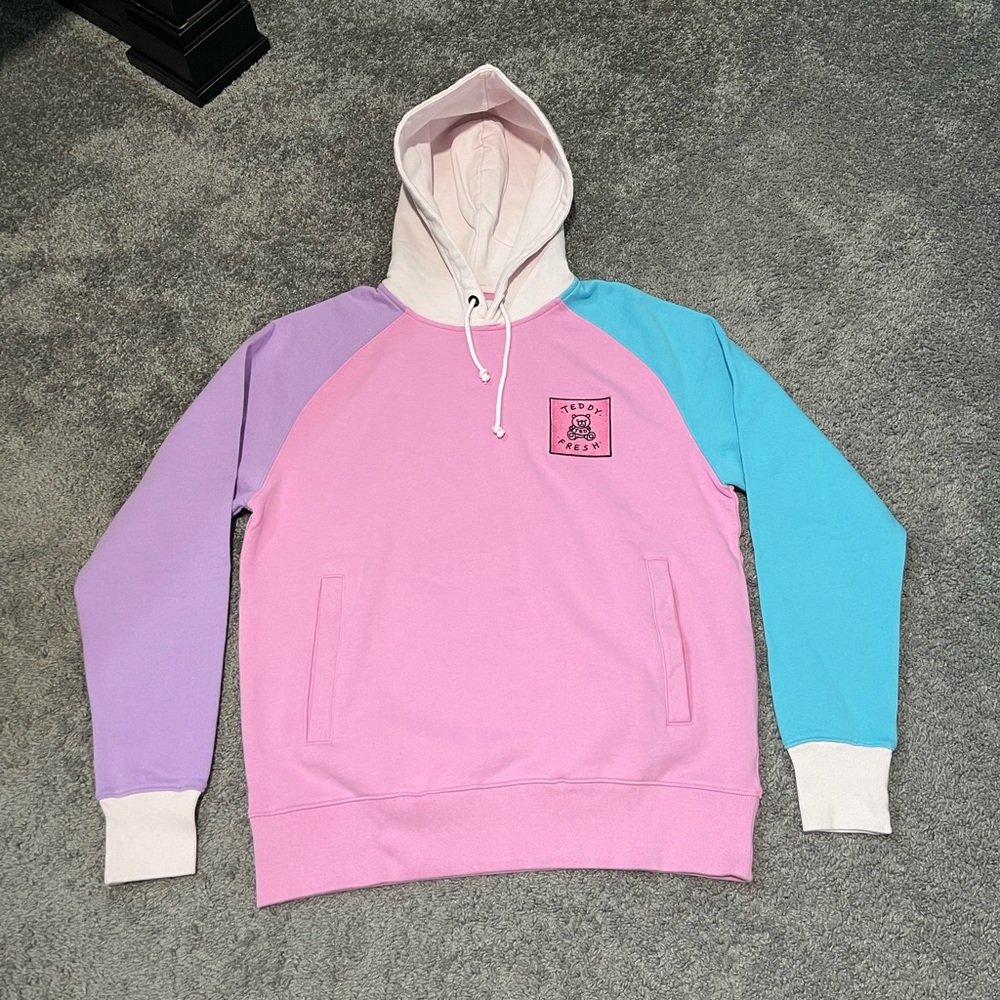 Teddy Fresh Pink and Cream Hoodie